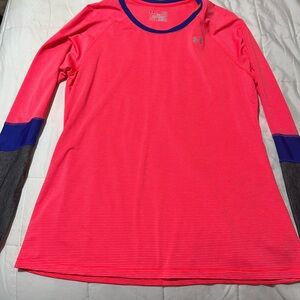 Under Armour Bright Pink Athletic Crewneck with Navy Trim
